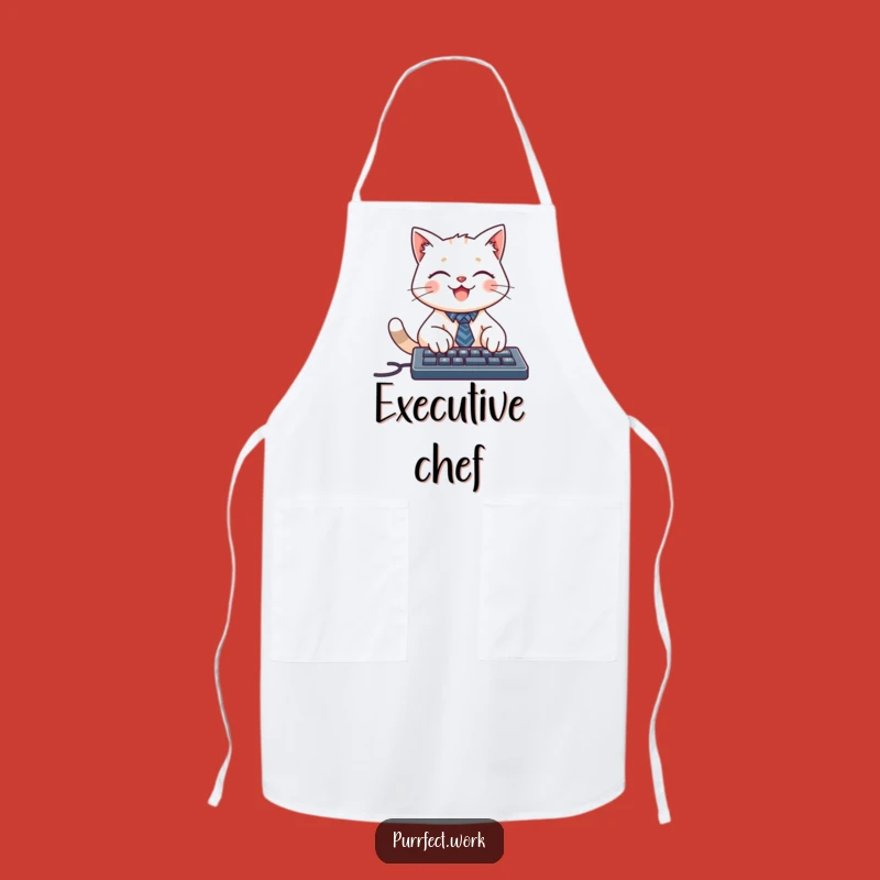 Funny Cat Tie Keyboard Apron: Cook Up Some Business Fun
