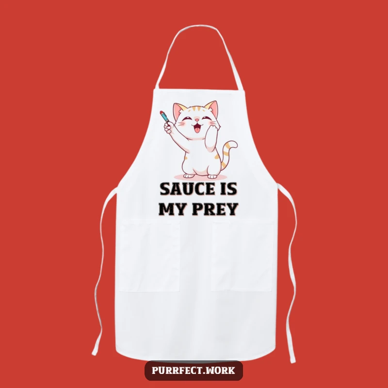 Funny Cat Pen Batting Chef Apron - Hilarious Kitchen Wear for the Playful Cook