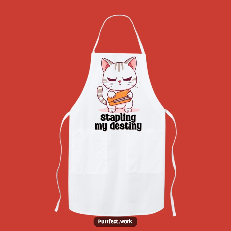 Funny Cat Stapler Apron: Kitchen Humor for Anxious Cooks, Hilarious Gift