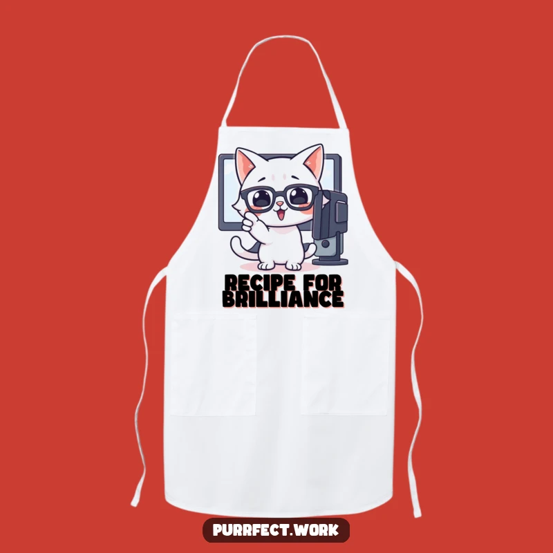 Funny Chef Cat Pointer Apron - Smart Feline Cooking Gift