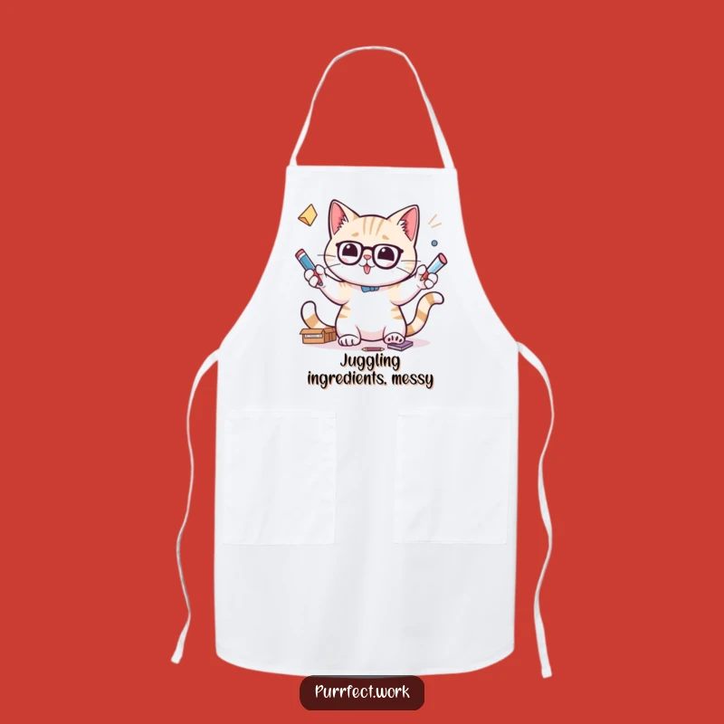 Funny Chef Cat Juggler Apron - Focused Feline Kitchen Master Gift