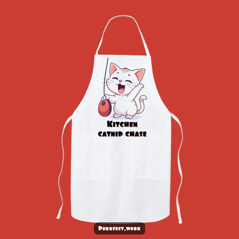 Funny Cat Mouse Chase Apron - Playful Kitchen Cartoon Gift