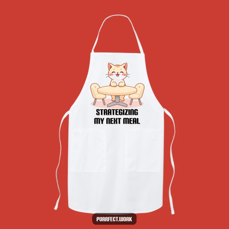 Funny Cat Meeting Apron: Smiling Feline Chef Leads Tiny Kitchen Gathering, Hilarious Chef Gift