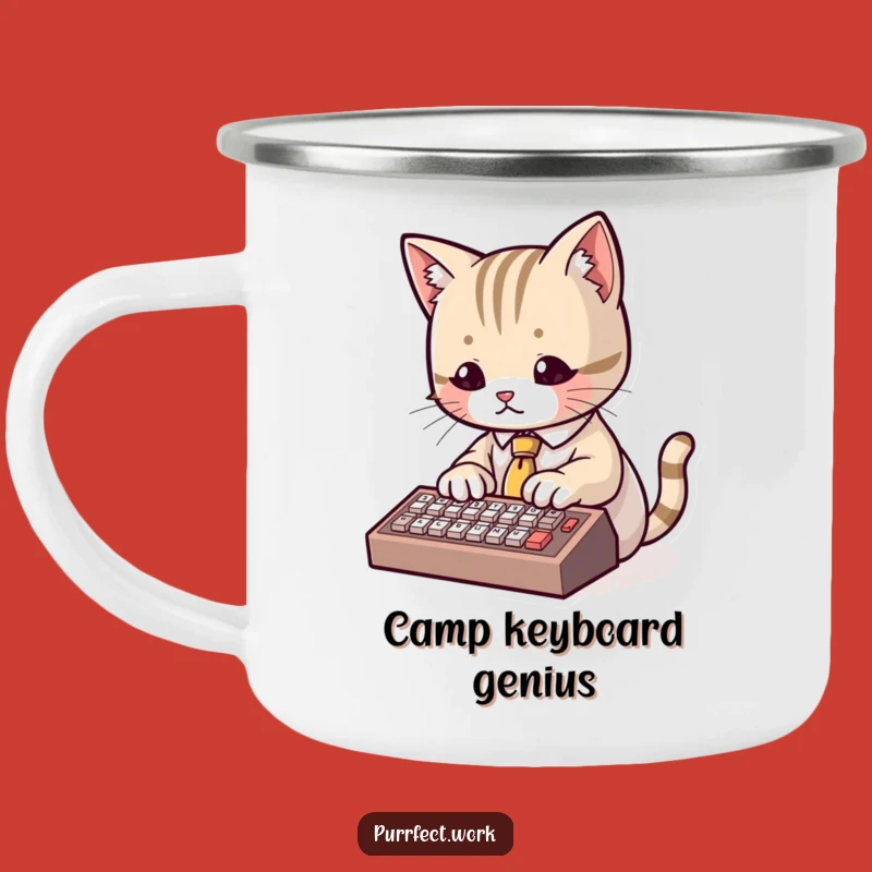Funny Cat Camping Mug: Tiny Tie Typer, Hilarious Feline Outdoor Gift