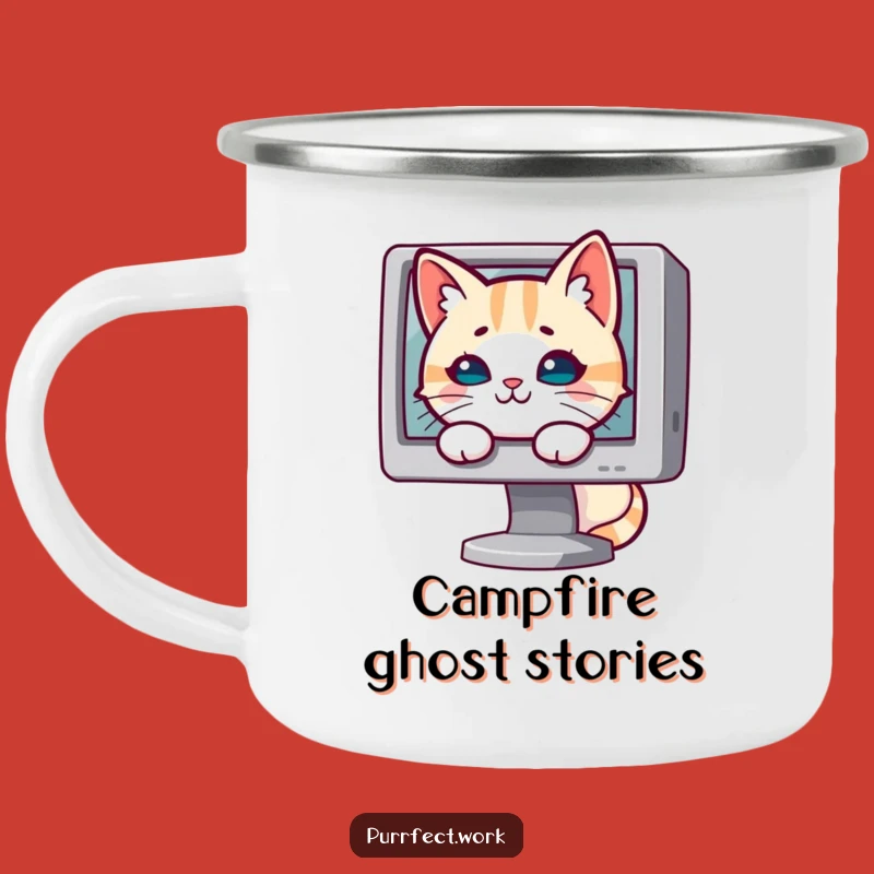 Funny Mischievous Cat Camping Mug: Your Partner in Digital Shenanigans