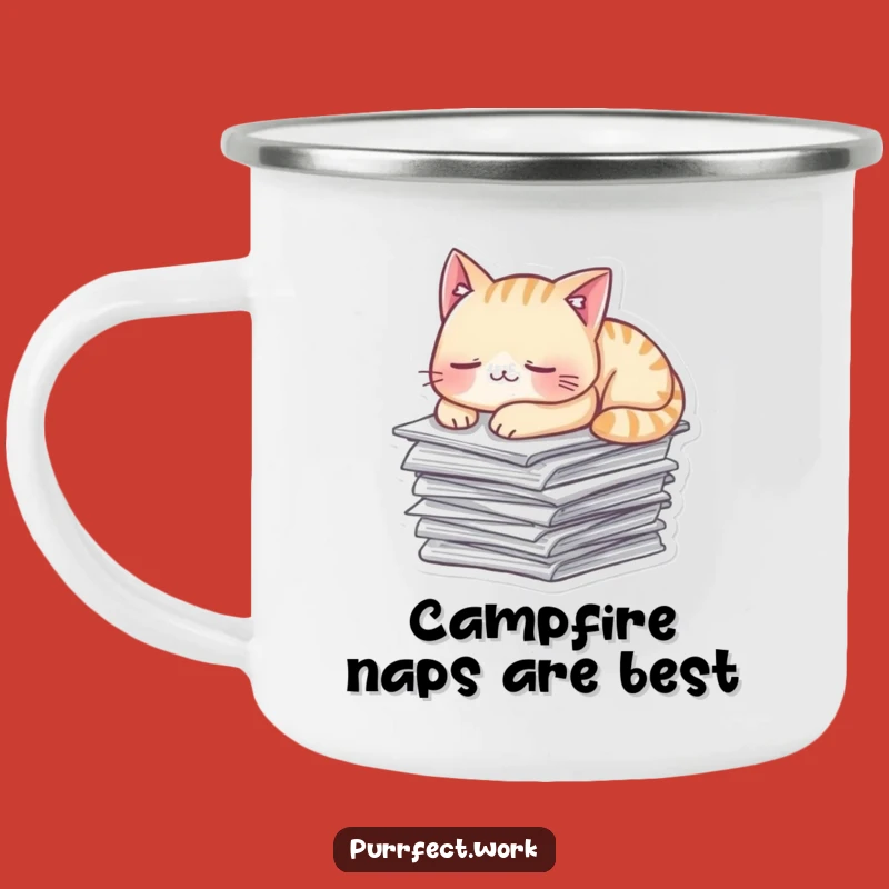 Funny Napping Cat Paper Camping Mug - Durable Sleepy Pet Cup Gift