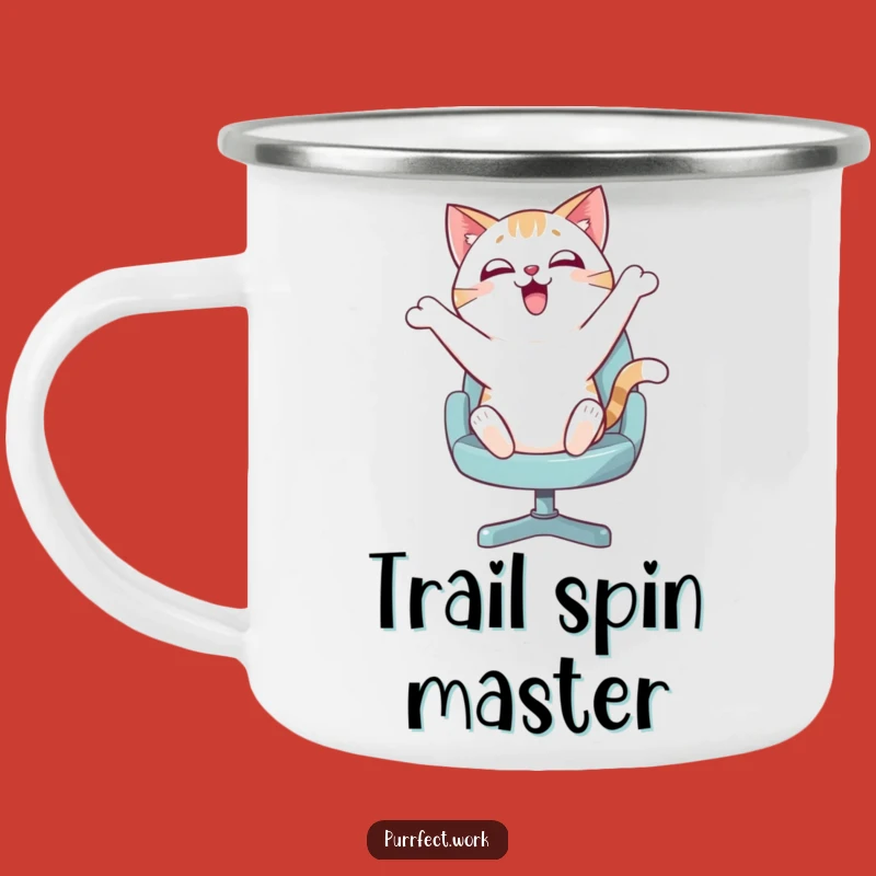 Funny Bouncing Cat Camping Mug - Enthusiastic Campfire Feline Fun