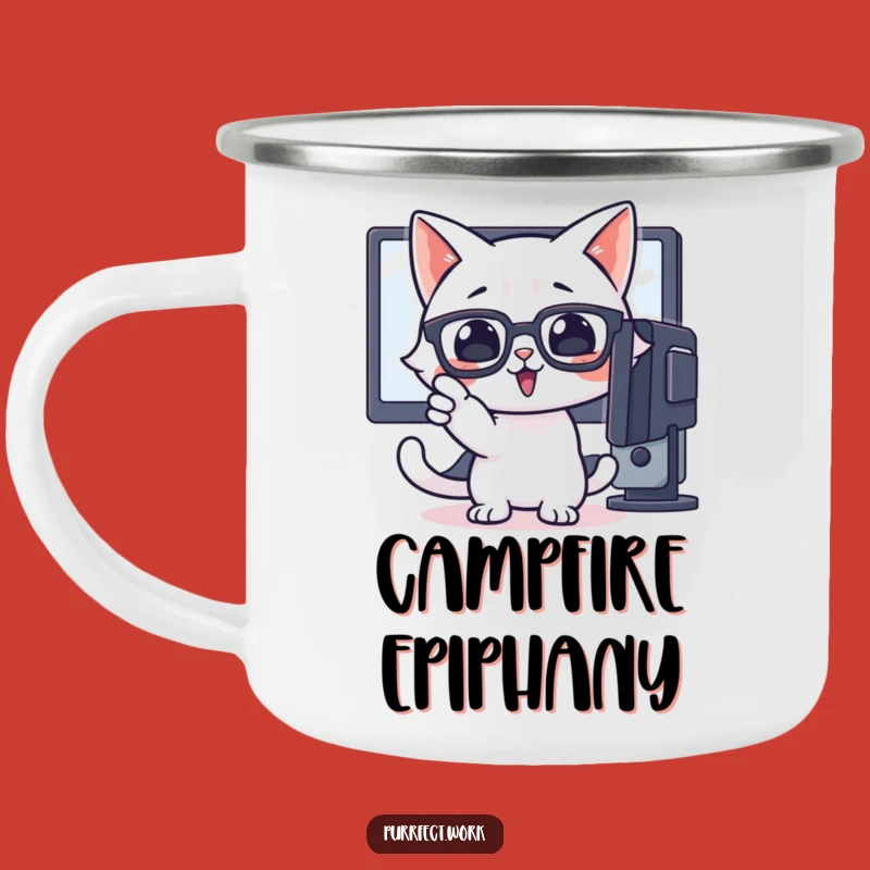 Funny Brainy Cat Camping Mug - Insightful Feline Adventure Gift