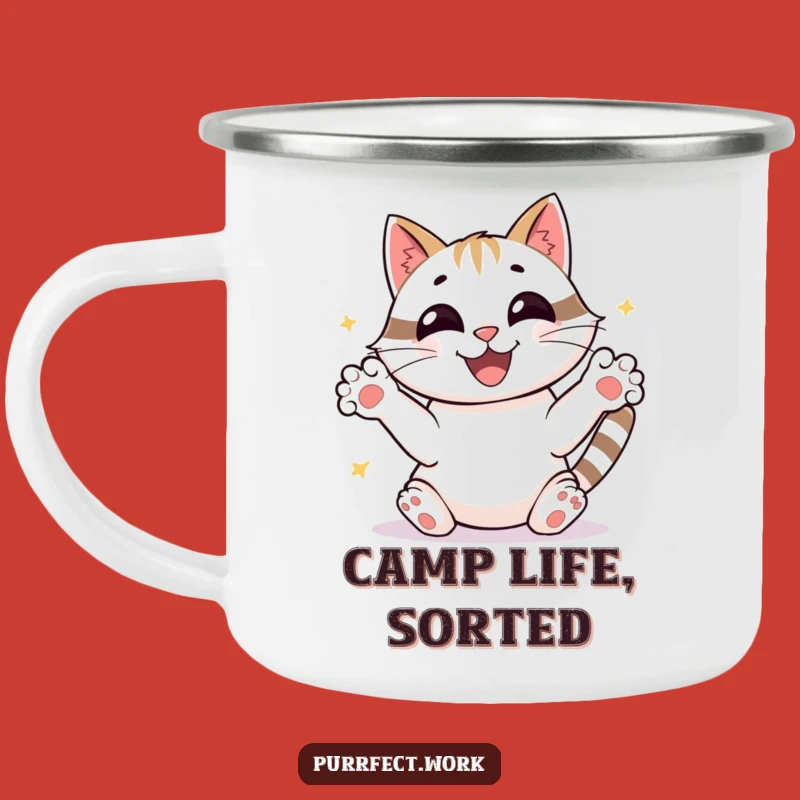 Funny Busy Cat Camping Mug: Joyful Organizer Cup, Hilarious Outdoor Gift for Adventures