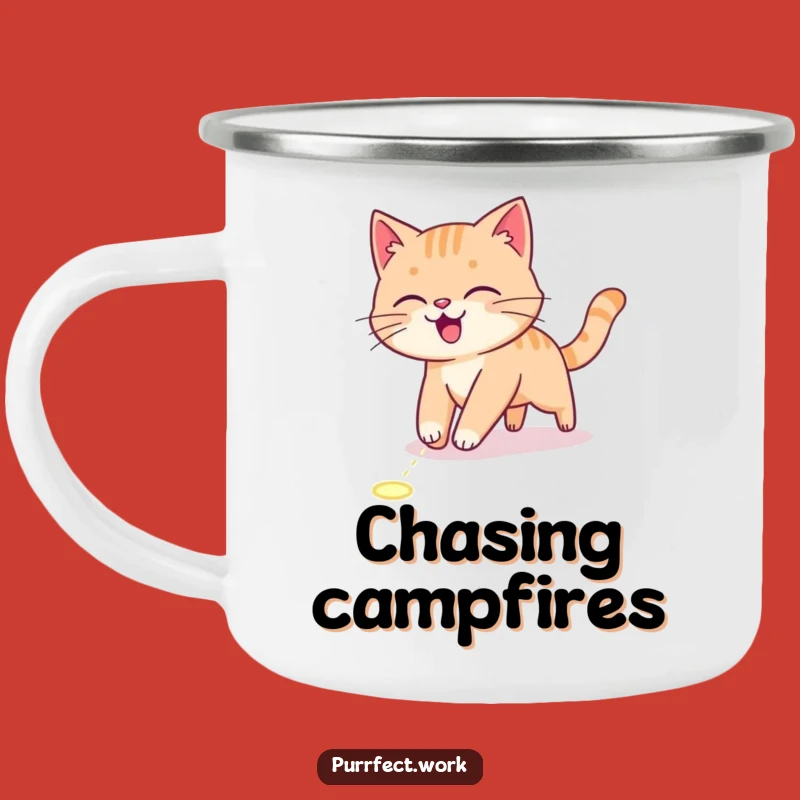 Funny Cat Laser Chase Camping Mug - Durable Active Pet Cup Gift