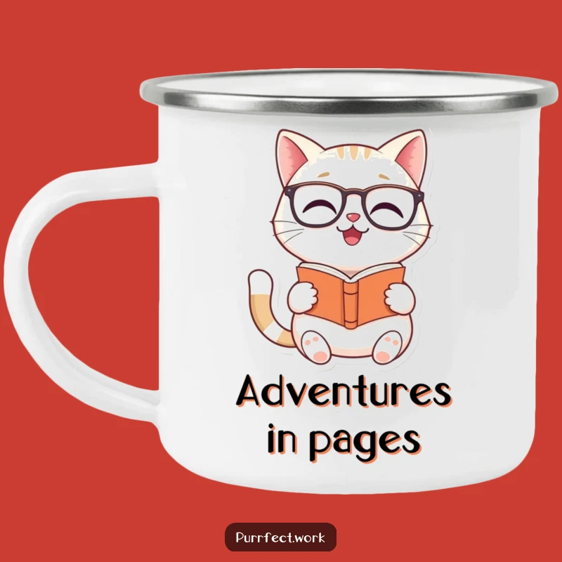 Funny Cat Reader Camping Mug: Outdoor Scholar Feline Mug, Perfect Funny Gift!