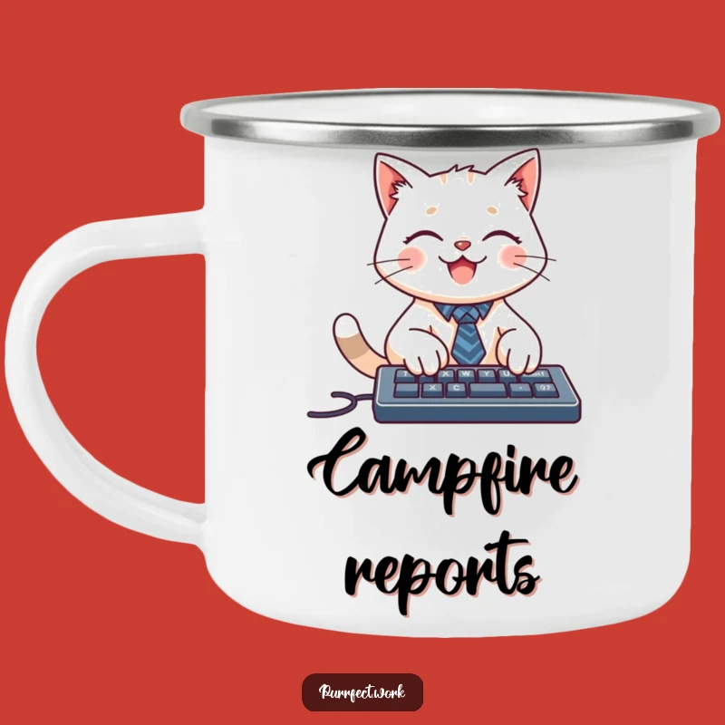 Funny Cat Tie Keyboard Camping Mug: Business Brews for Adventures