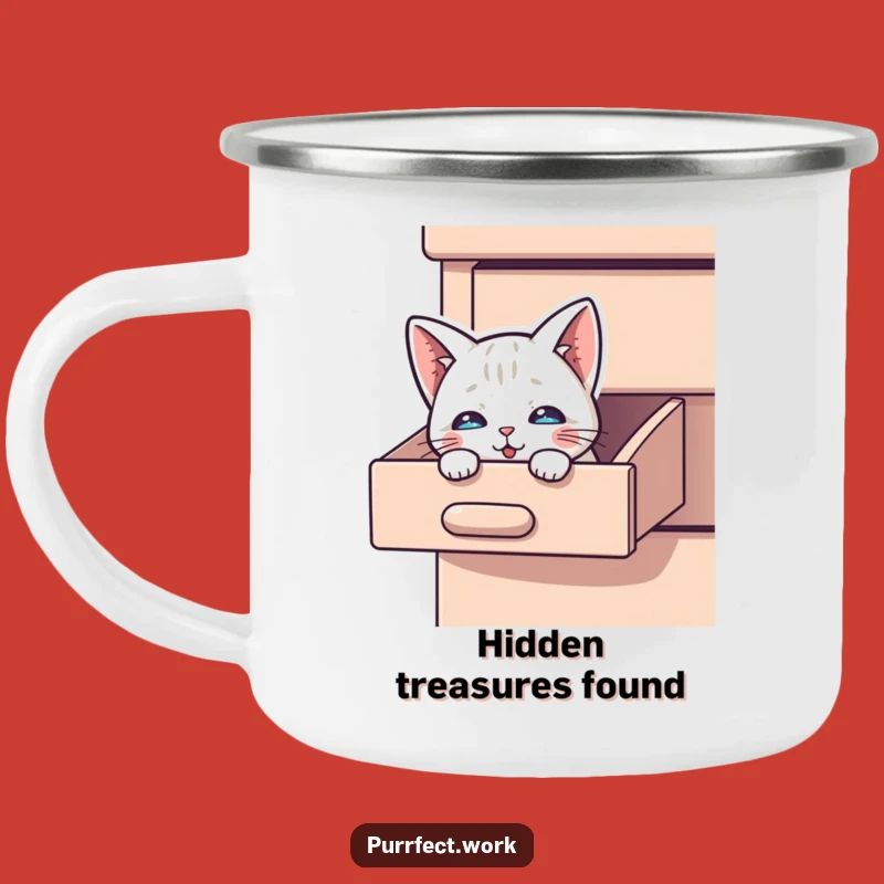 Funny Peek-a-Boo Cat Camping Mug: Outdoor Curious Feline Mug, Perfect Funny Gift!