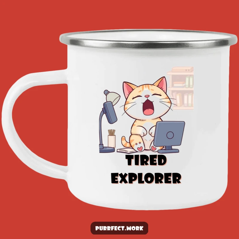 Funny Sleepy Cat Camping Mug - Durable Yawning Kitty Mug for Gifts