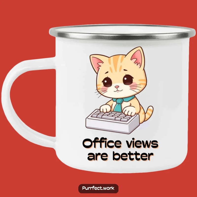 Funny Cat Typist Camping Mug: Outdoor Feline Office Mug, Perfect Funny Gift!