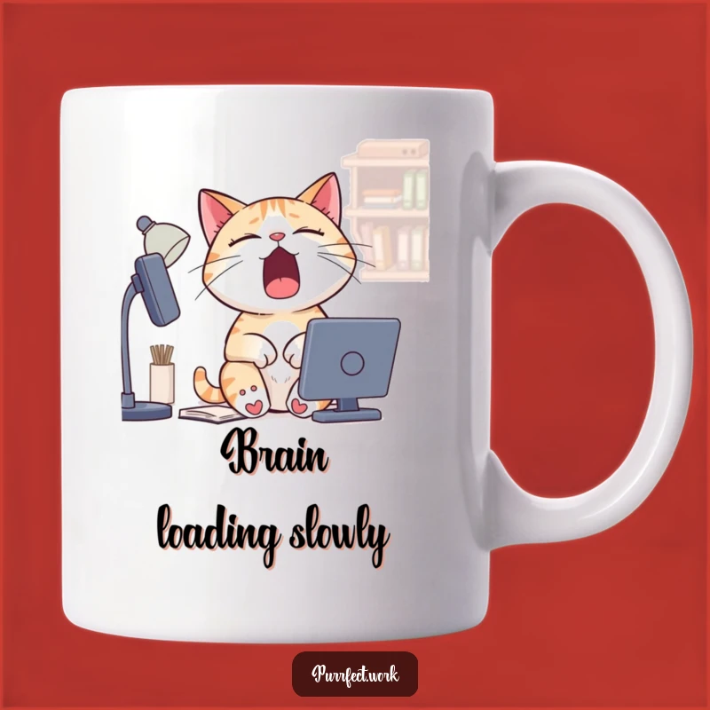 Funny Sleepy Cat Desk Mug - Hilarious Yawning Kitty Coffee Cup Gift