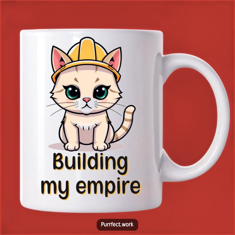 This mug features a hilariously determined cat ready for any construction project. Start your day with a smile and a strong cup of coffee.