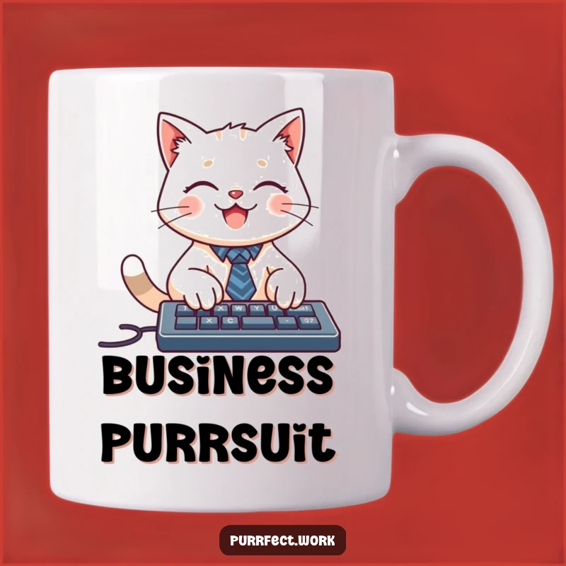 Funny Cat Tie Keyboard Mug: Professional & Amusing Gift for Cat Lovers