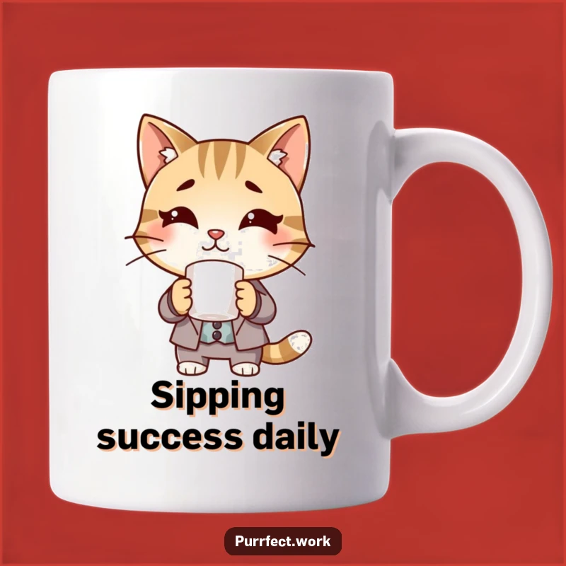 Funny Boss Cat Mug: Dapper Feline in Suit with Coffee, Perfect Funny Gift!