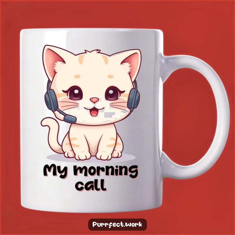 Funny Cat Agent Mug - Tiny Headset Phone Character Gift