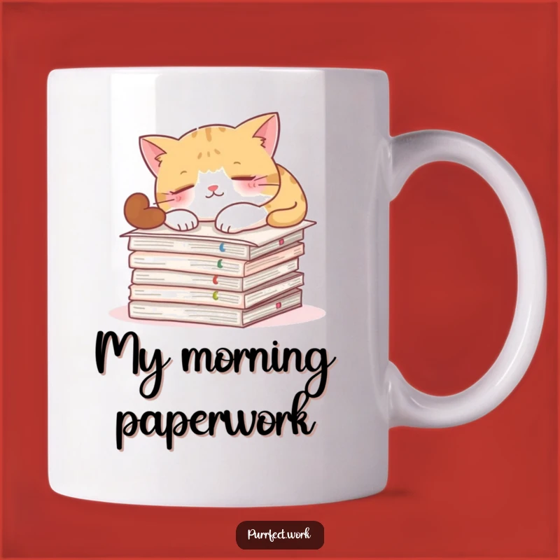 Funny Cat Boss Mug - Hilarious Napping Kitty Document Lover Gift
