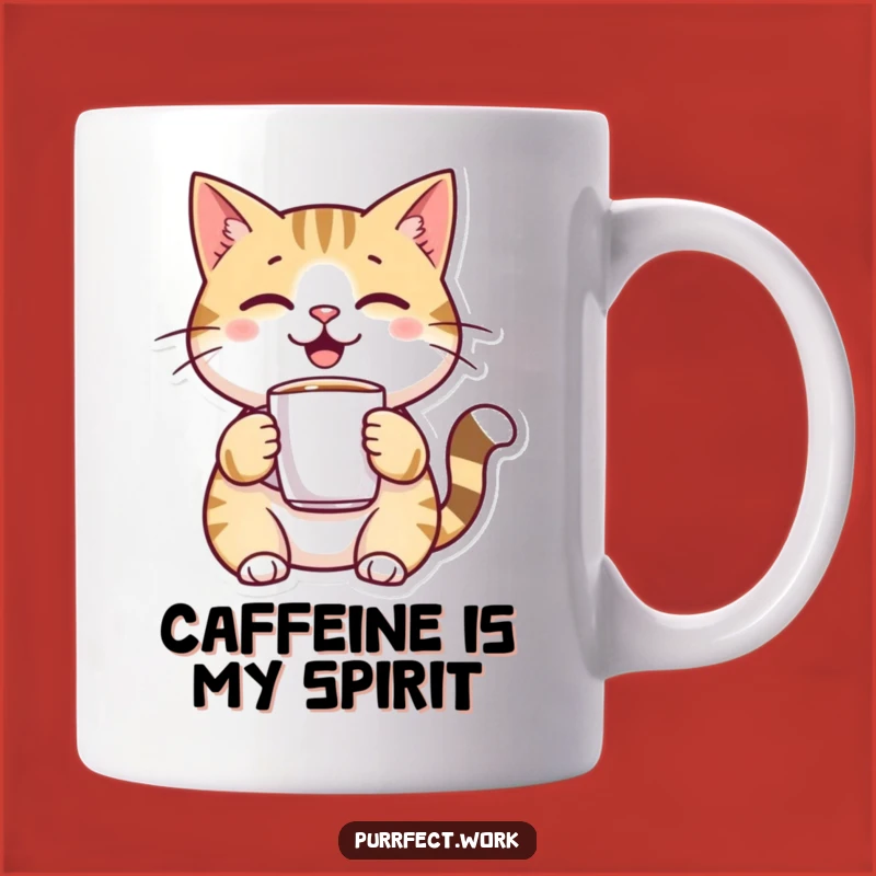 Funny Cat Coffee Mug: Cheerful Kitty with Tiny Cup, Perfect Gift