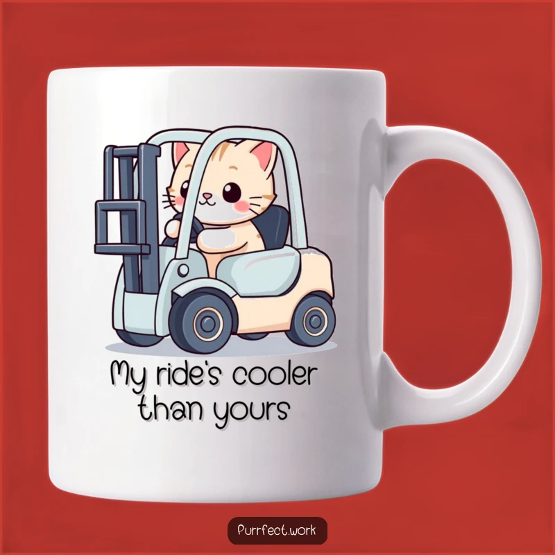 Funny Cat Forklift Driver Mug: The Perfect Tiny Truck Gift for Cat Lovers