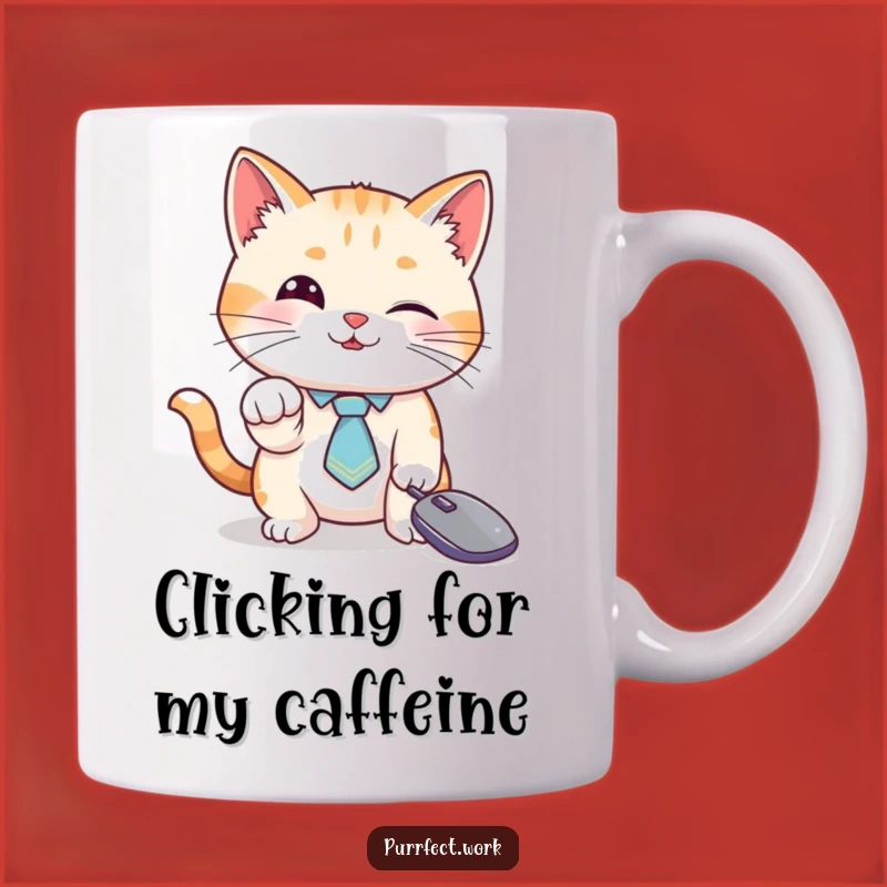 Funny Cat Tie Cursor Mug: Hilarious Tech Gift for Office and Gamer Fun