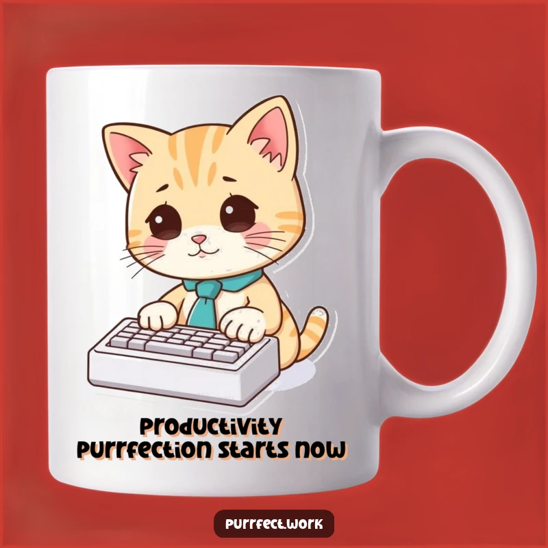 Funny Cat Typist Mug: Adorable Feline Executive Typing Funny Gift!