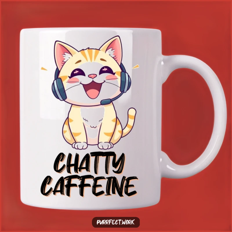 Funny Cheerful Cat Mug: Enthusiastic Talker's Perfect Gift for Coffee Lovers