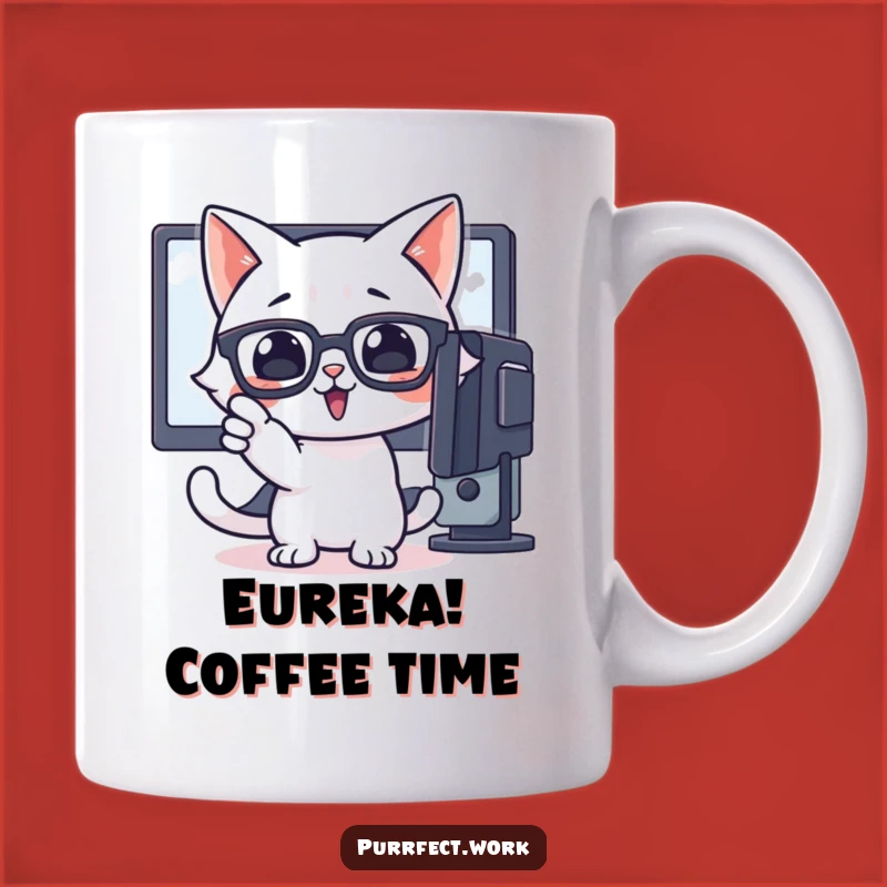 Funny Smart Cat Pointer Mug - Enthusiastic Feline Tech Humor Gift