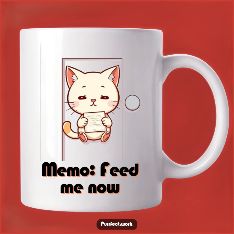 Funny Cat Memo Mug: Mischievous Cat Slipping Note, Office Prankster Gift