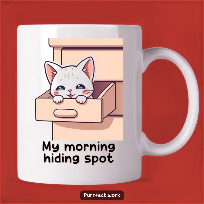 Funny Peek-a-Boo Cat Mug: Curious Feline from Drawer, Perfect Funny Gift!