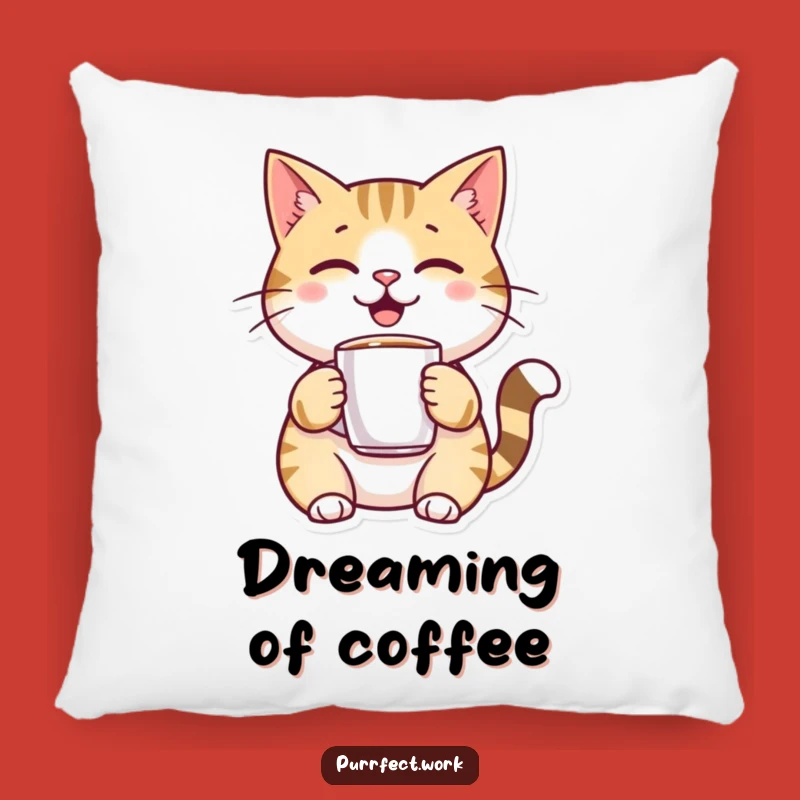 Funny Cat Coffee Pillow: Soft Cushion for a Cheerful Touch