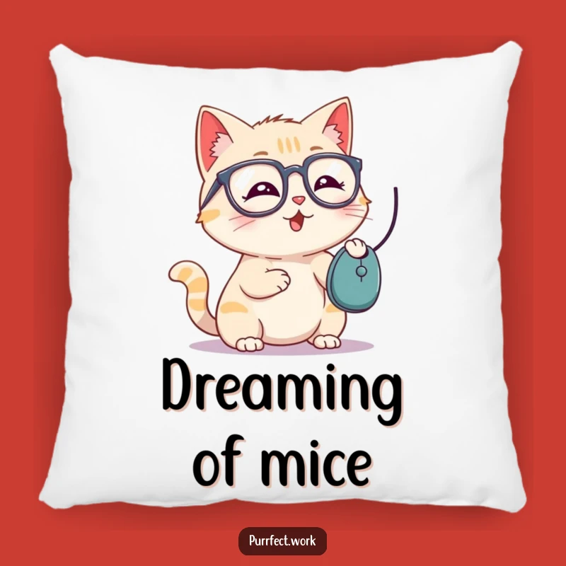Funny Cat Glasses Pillow - Playful Mouse Batting Feline Comfort