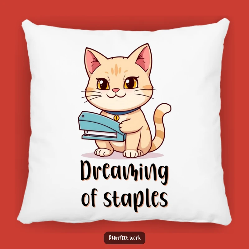 Funny Determined Cat Stapler Pillow - Hilarious Accent for the Ambitious and Driven