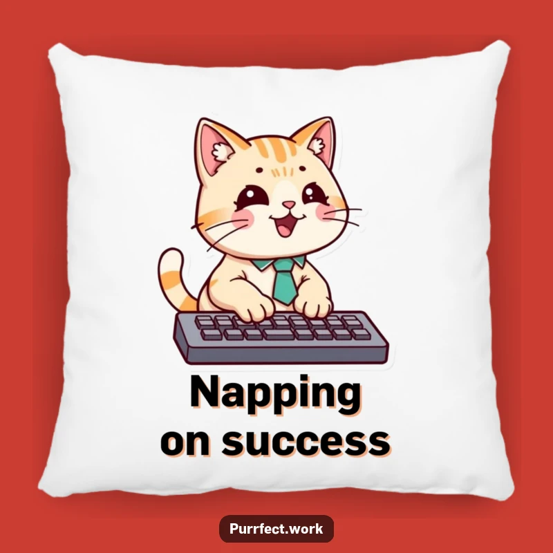 Funny Cat Desk Pillow - Cozy Feline Typing Comfort Gift