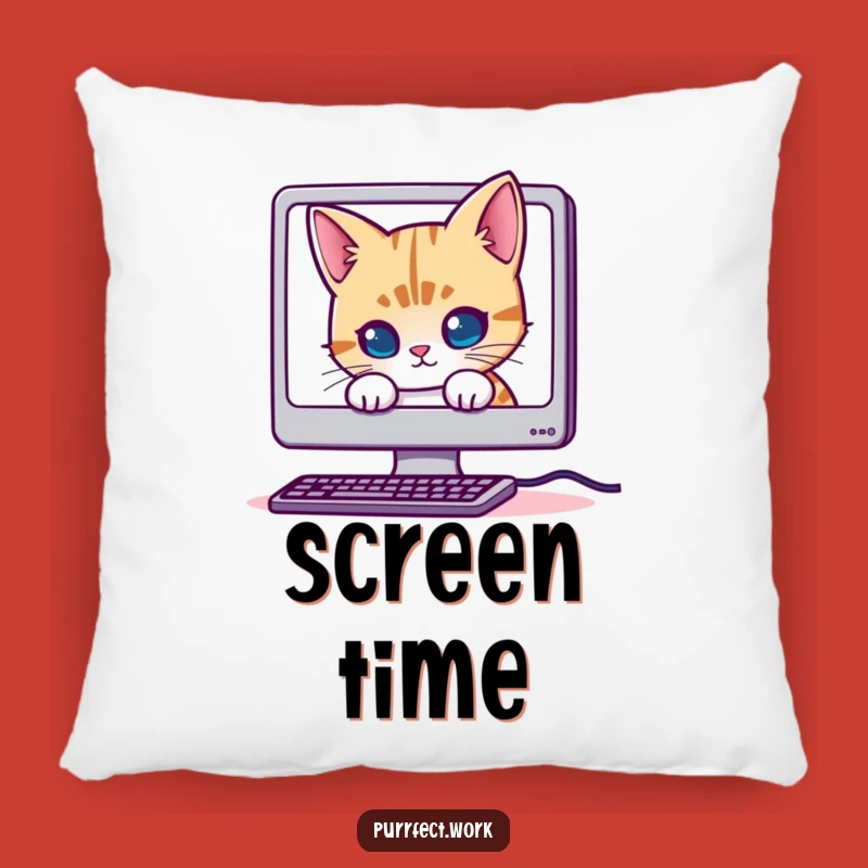 Funny Mischievous Cat Pillow - Cozy Tech Gamer Cushion for Gifts