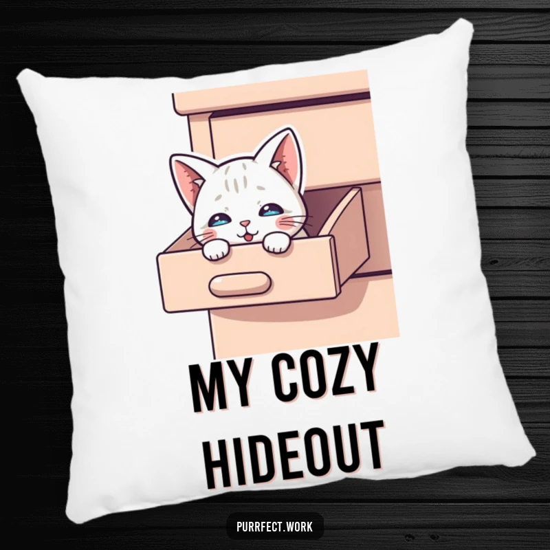 Funny Peek-a-Boo Cat Pillow: A soft cushion featuring a curious cat peeking out from a desk drawer.
