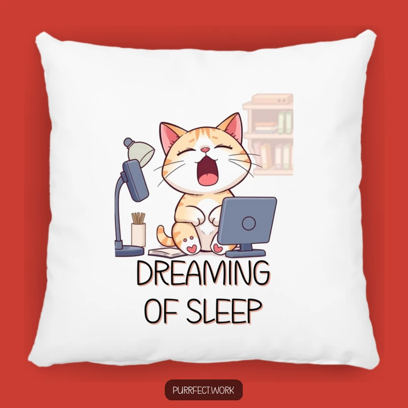 Funny Sleepy Cat Pillow - Cozy Yawning Desk Kitty Cushion for Gifts