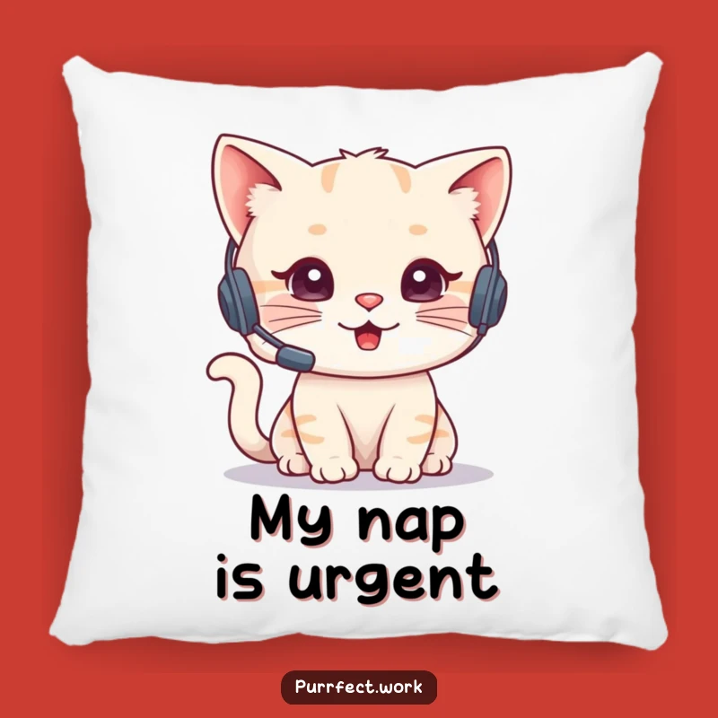 Funny Cat Agent Pillow - Cozy Headset Phone Cushion Gift