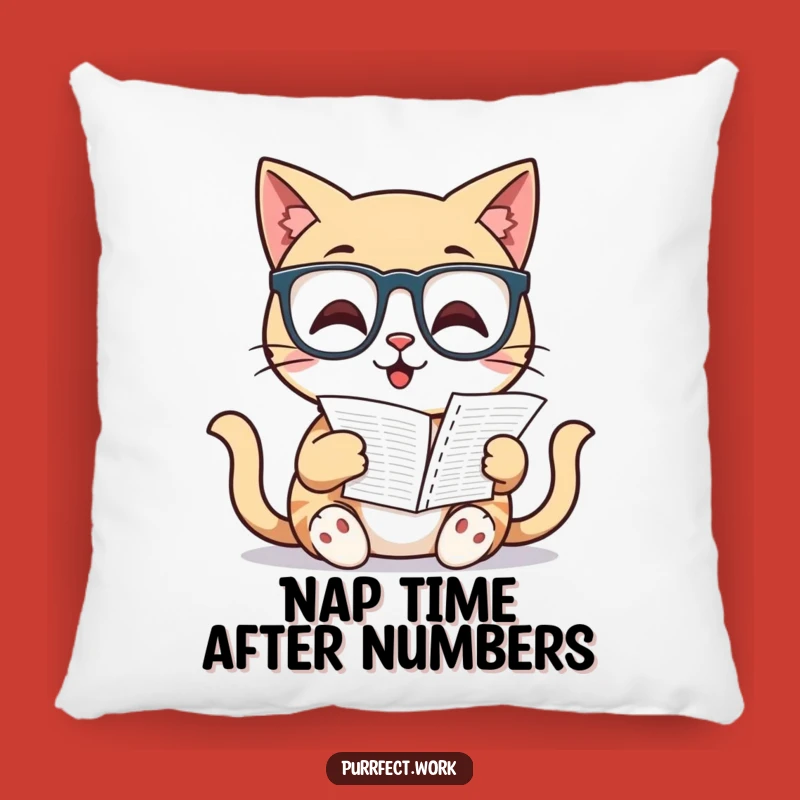 Funny Cat Desk Pillow: Cozy Feline Reading Spreadsheet, Hilarious Accent & Gift