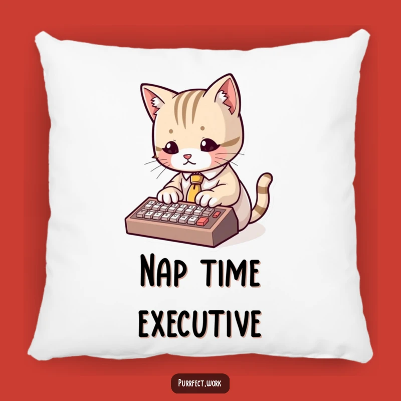 Funny Cat Pillow: Cozy Office Cat, Hilarious Feline Comfort Gift