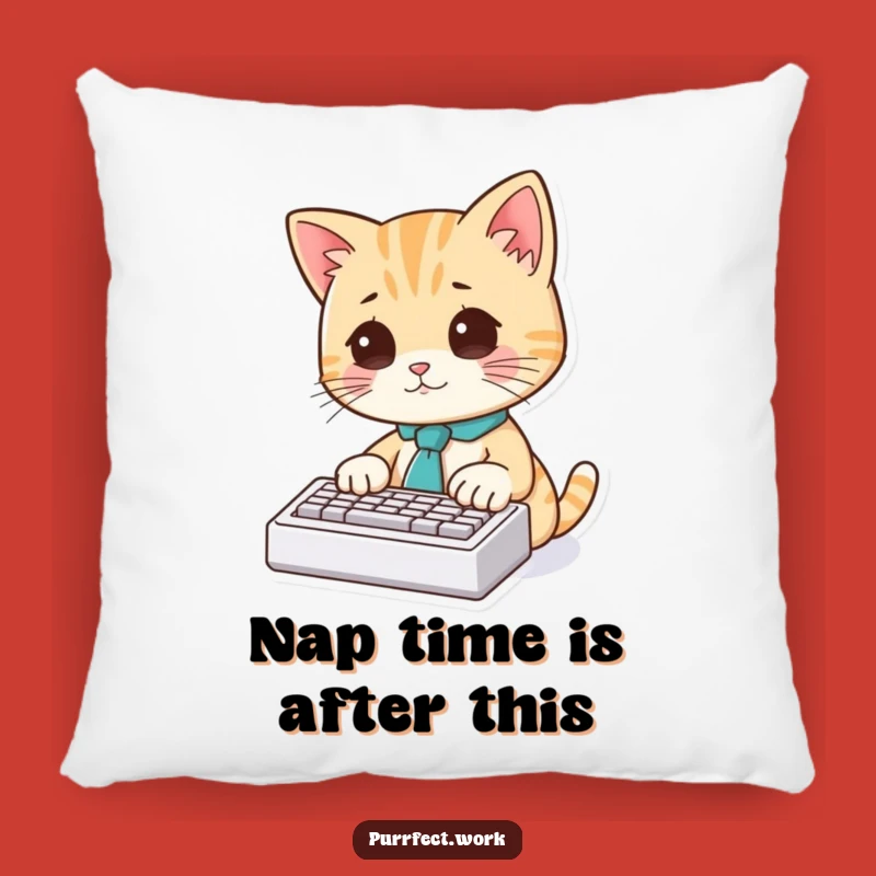 Funny Cat Typist Pillow: Cozy Feline Desk Companion, Adorable Funny Gift!