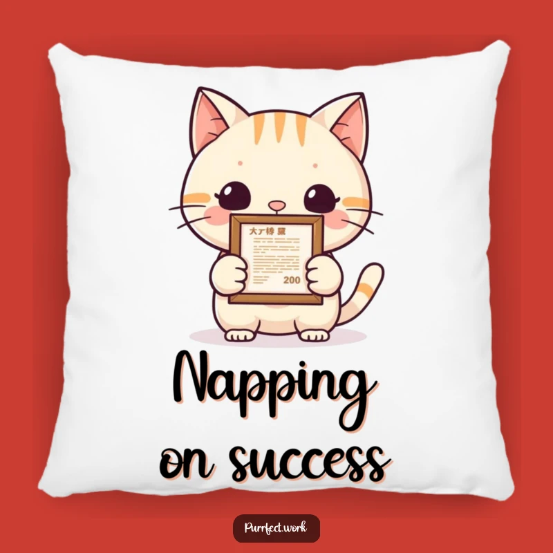 Funny Cat Achievement Pillow: Cozy Up to Success - Ultimate Comfort Gift!