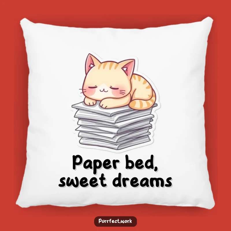 Funny Napping Cat Paper Pillow - Soft Sleepy Pet Cushion Gift