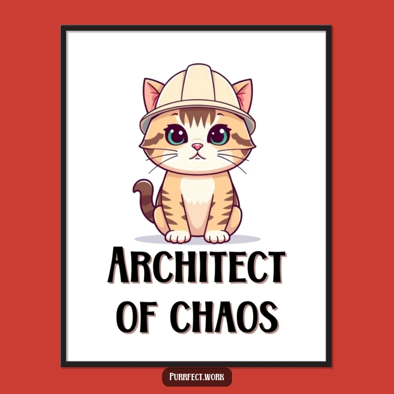 Funny Hard Hat Cat Digital Art: Hang Up Hilarious Determination and Drive