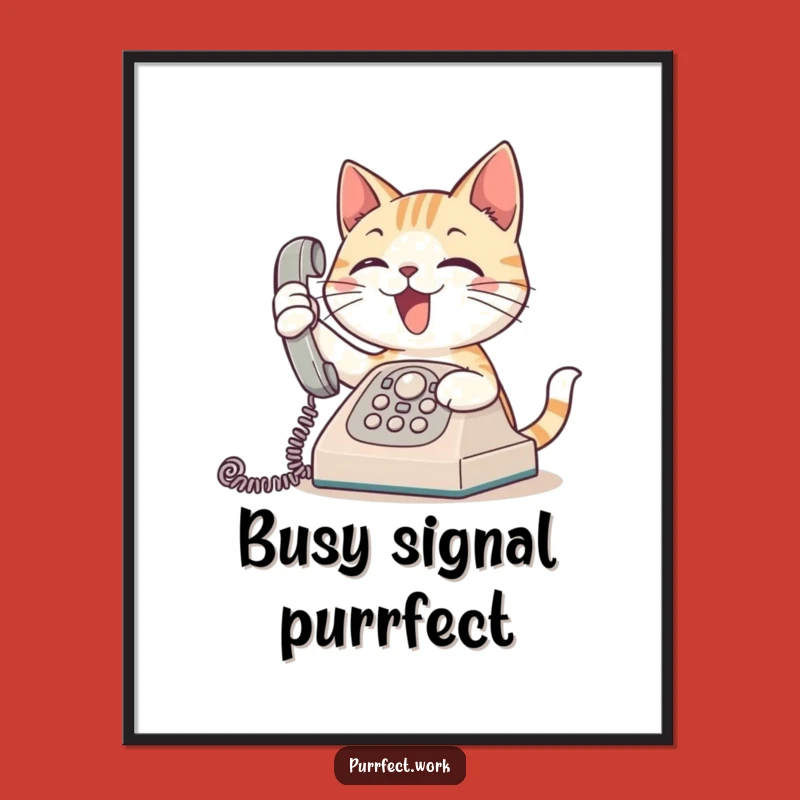Funny Busy Cat Art Print: Hilarious Wall Decor for the Socially Connected