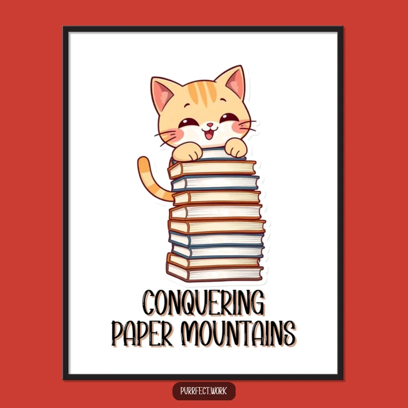 Funny Mischief Cat Digital Art - File Climbing Feline Print