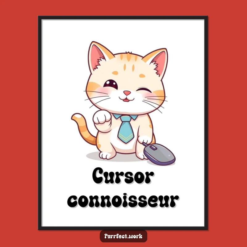 Funny Cat Tie Cursor Digital Art: Hilarious Instant Download for Tech Decor